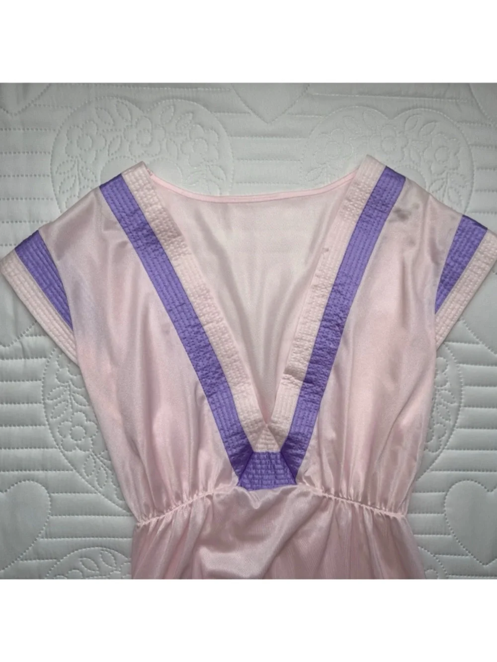 Vintage Pastel Pink Purple Maxi Nightgown Small Medium - Picture 10 of 16